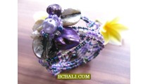 Shells Flower Bead Cuff Bracelets Handmade